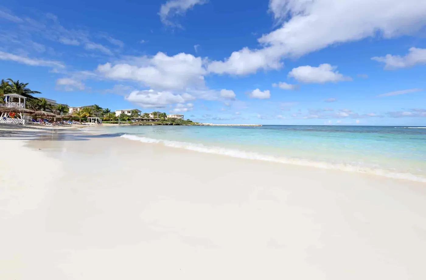 A white-sand cove on the resort's shoreline